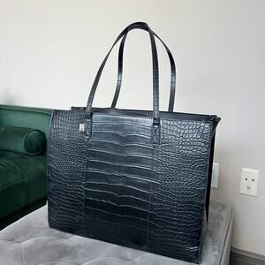 BÉIS The Large Work Tote Black Croc Embossed